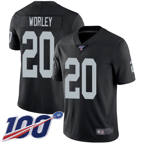 Men Oakland Raiders Limited Black Daryl Worley Home Jersey NFL Football #20 100th Season Vapor Jersey->oakland raiders->NFL Jersey